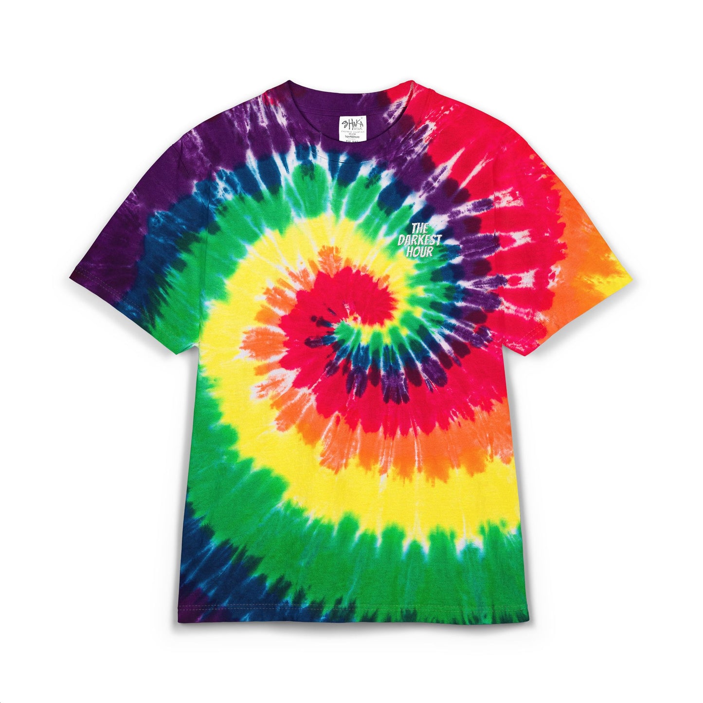 Oversized Tie-Dye T-Shirt with 'The Darkest Hour' Embroidery